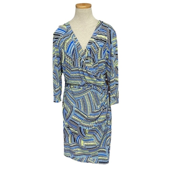 Laundry Shelli Segal Dress Wrap Green Blue Paisley Size Large - Picture 1 of 10